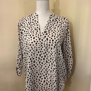 Lush Black and Cream Patterned Blouse